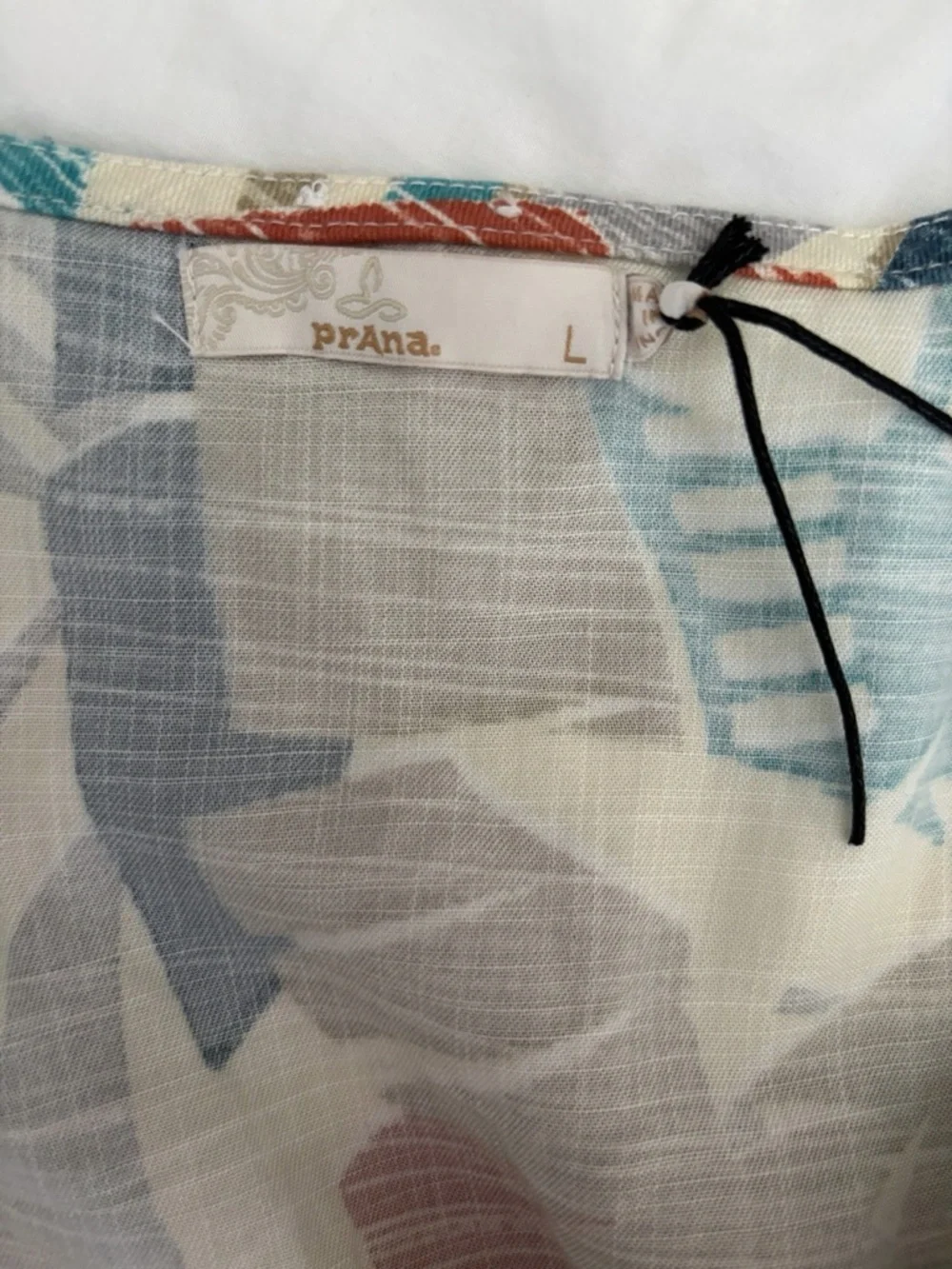 Prana McKenzie Tie Front Tank Top Large Atlantic Paloma Coastal Summer - Picture 6 of 7